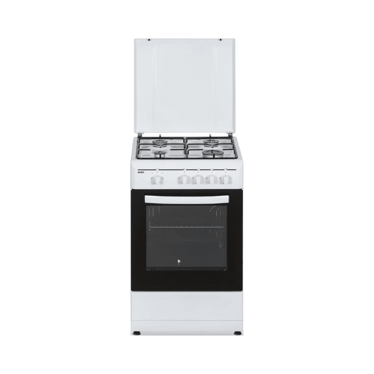cprkqm8rrajbxaokagdkaa Cocina de gas con horno Svan SKKG4500TM 4 zonas 55L con tapa blanco 50 cm - Imagen 1